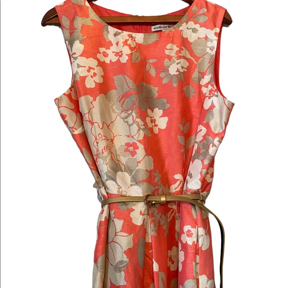 Madison Leigh Pink with Cream Florals Vintage Style Dress - Picture 2 of 12